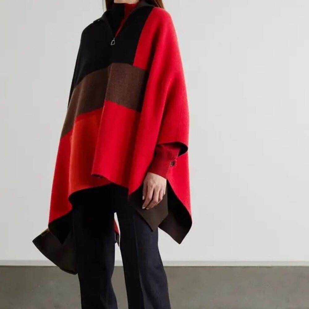 Akris 100% Cashmere Colorblock Reversable Poncho